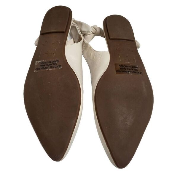 Lulus Houston Off White Nappa Leather Pointed Toe Slingback Flats Size 9 - Picture 11 of 12